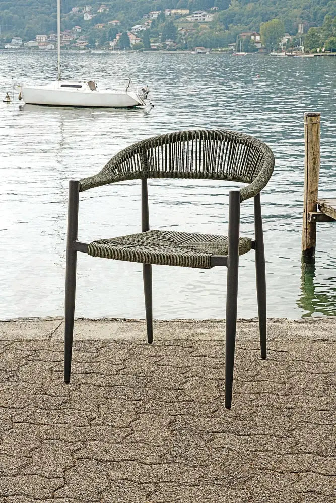 SEDIA MILANO IN ALLUMINIO - WICKER VERDE - ANTRACITE