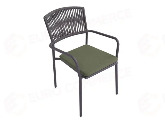 SEDIA MODENA IN ALLUMINIO - CORDA PER ESTERNI VERDE - ANTRACITE CC84V - GREENWOOD