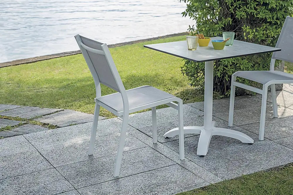 SEDIA POLA IN ALLUMINIO - TEXTILENE GRIGIO CHIARO - BIANCO