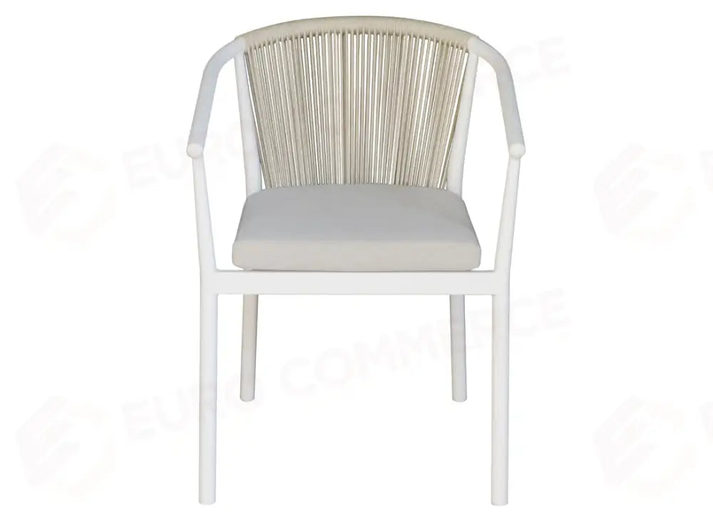 SEDIA VERONA IN ALLUMINIO - CORDA PER ESTERNI BEIGE - BIANCO