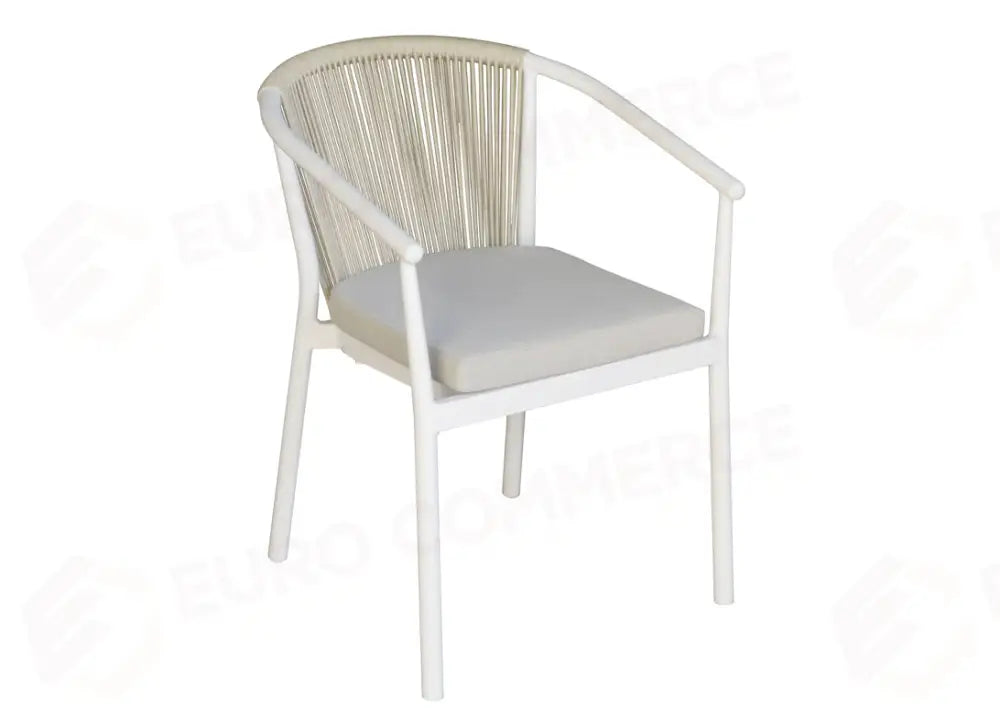 SEDIA VERONA IN ALLUMINIO - CORDA PER ESTERNI BEIGE - BIANCO