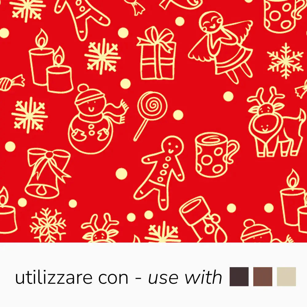 SERIGRAFIA COLORE GIALLO E ROSSO PER CIOCCOLATO FONDENTE BIANCO E AL LATTE FIOCCHI DI NEVE DIM. 340 X 265 MM - CONF. 30
