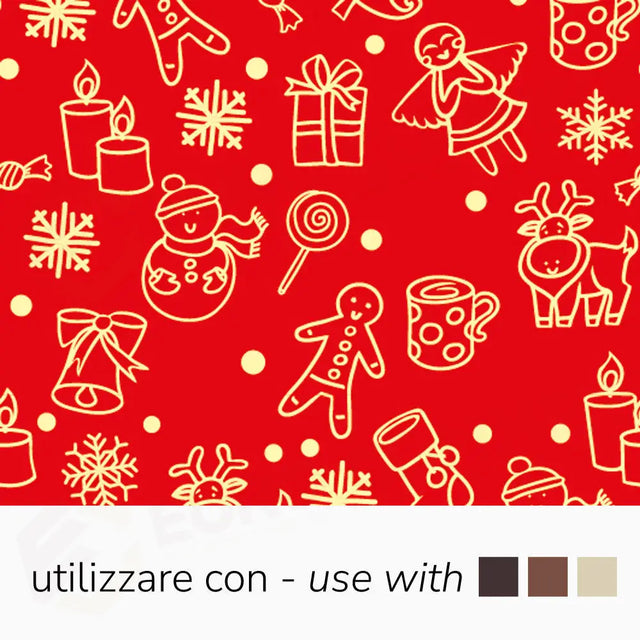 SERIGRAFIA COLORE GIALLO E ROSSO PER CIOCCOLATO FONDENTE, BIANCO E AL LATTE FIOCCHI DI NEVE DIM. 340 X 265 MM - CONF. 30 FOGLI - SD223SB - PAVONI ITALIA