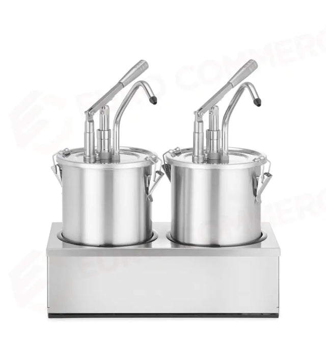 SET: 2 CONTENITORI PER SALSA IN ACCIAIO INOSSIDABILE CON DISPENSER, HENDI, 9L, 400X200X(H)440MM - 558119