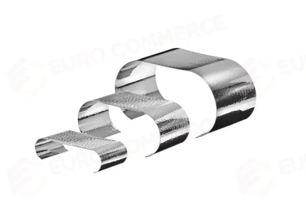 SET 3 ALZATINE IN ACCIAIO MARTELLATO ACCIAIO - 33X16X16,5 CM - 27X12,5X11 CM - 23X10,5X6 CM - P2142 - LEONE - ACCIAIO