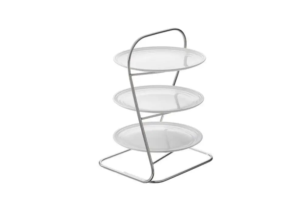 SET ALZATA CON TRE PIATTI BIANCHI IN MELAMINA BIANCO - Ø27 H.40 - T8470 - LEONE - MELAMINA BIANCA