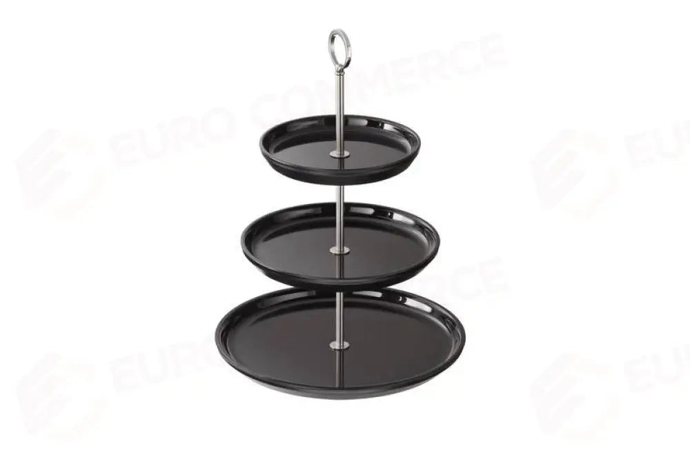 SET ALZATA CON TRE PIATTI IN MELAMINA NERA - 1PZ NERO - Ø20-25-32 H.47 - T8288 - LEONE - MELAMINA NERA