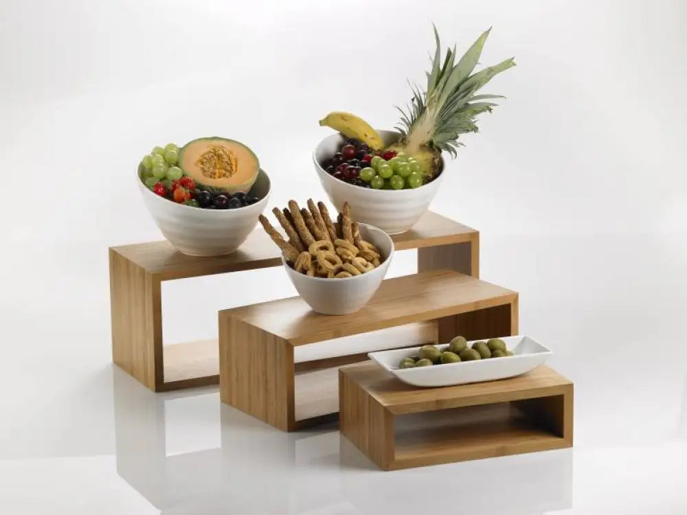 SET ALZATE BAMBOO NATURALE - 60/45/30 CM - S0130 - LEONE - ESPOSITORI BUFFET IN BAMBOO