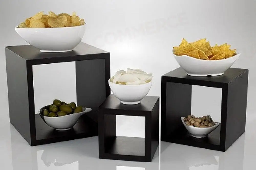 SET ALZATE ’CUBO’ NERO - 23X23X23 CM - S0128.Z - LEONE - ESPOSITORI BUFFET IN BAMBOO