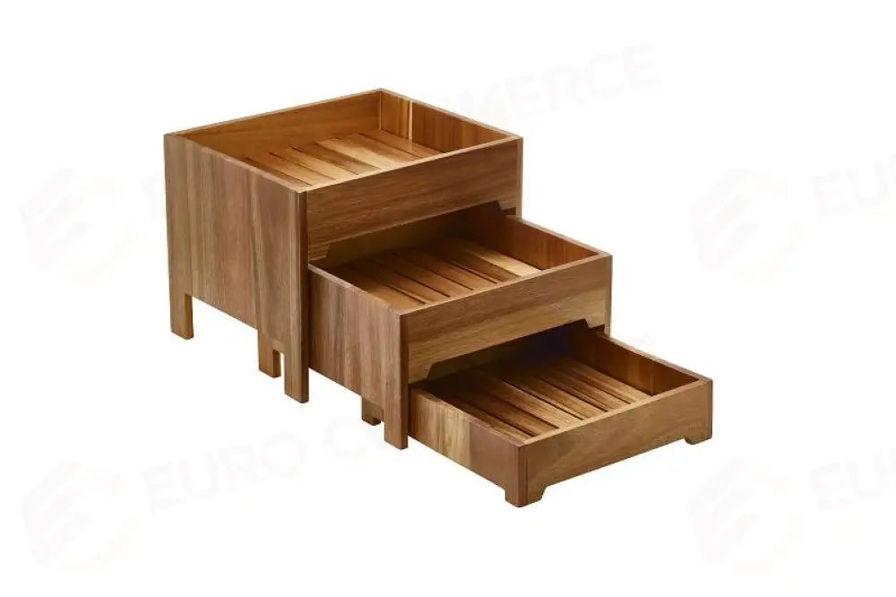 SET BUFFET ACACIA NATURALE - 43X35,5X33 CM - S5068 - LEONE - ESPOSITORI BUFFET IN ACACIA