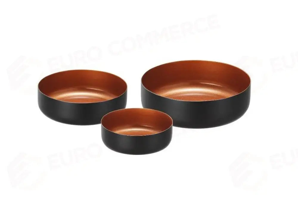 SET CIOTOLE ACCIAIO BICOLOR NERO/RAME - Ø9X3/Ø11X3,5/Ø13X4 CM - P1009 - LEONE - ACCIAIO MARTELLATO