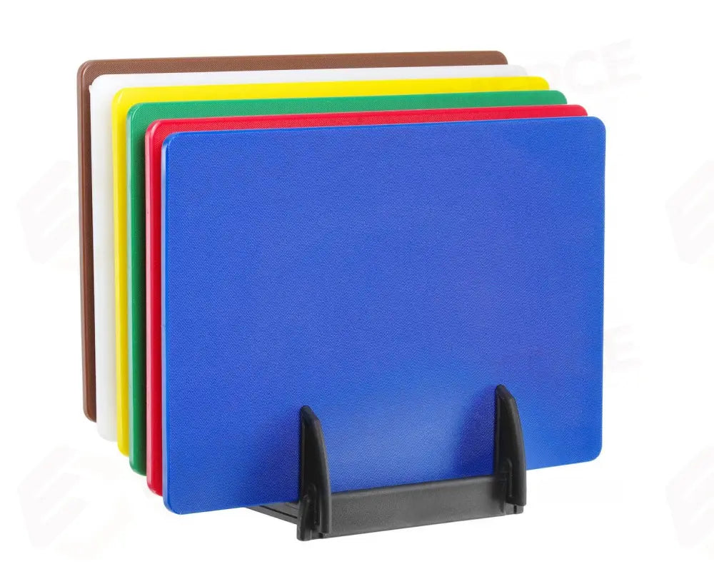 SET DI 6 TAGLIERI HACCP CON RACK. 6 PEZZI 450X300MM - HENDI