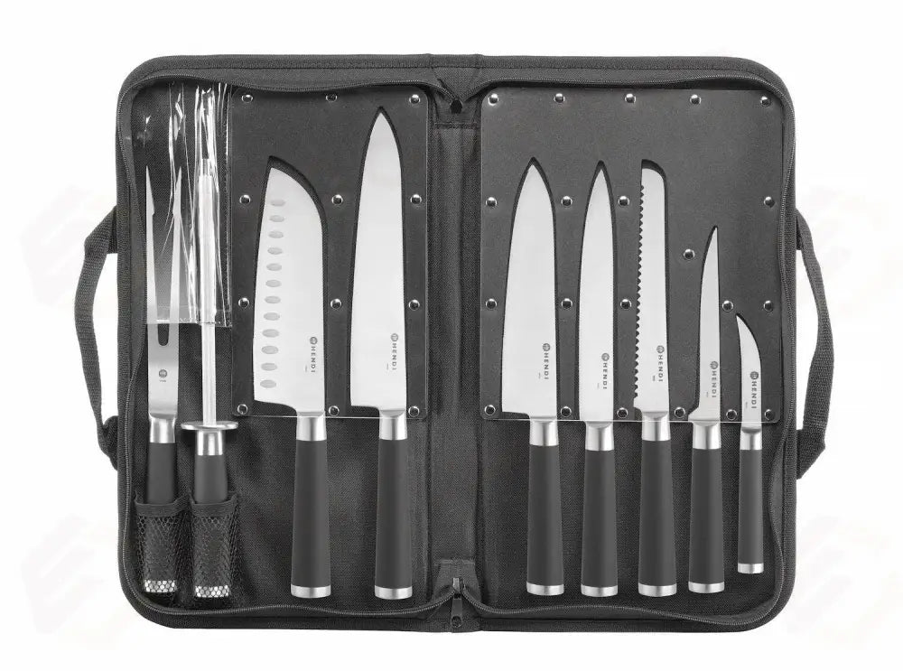 SET DI COLTELLI DA 9 PEZZI NERO 445X260X(H)65MM - HENDI