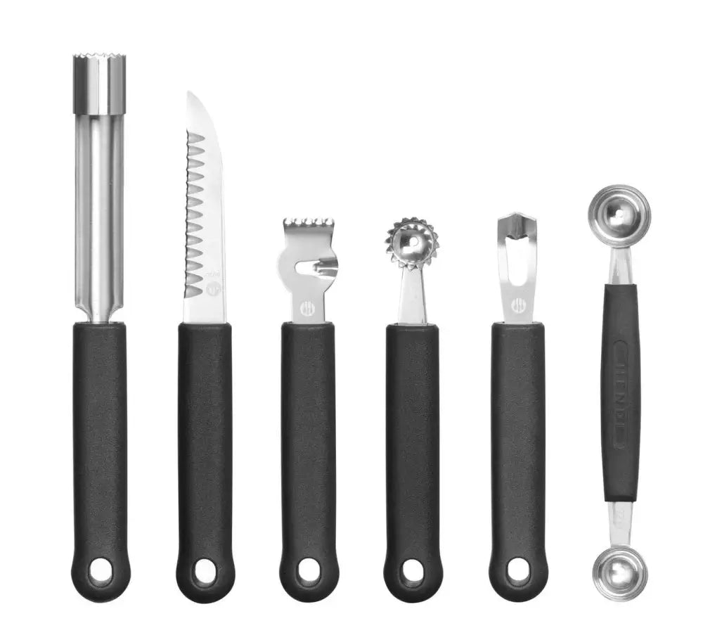 SET DI COLTELLI DA INTAGLIO-6 PEZZI NERO 280X100X(H)50MM - HENDI