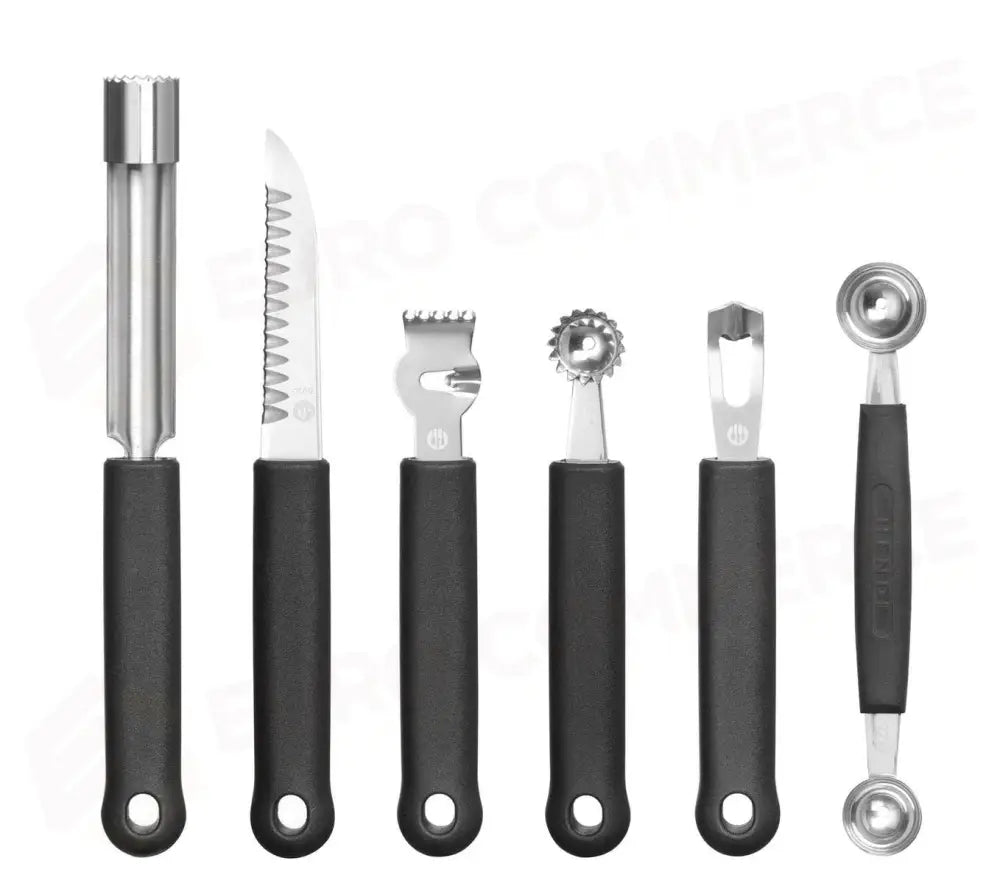 SET DI COLTELLI DA INTAGLIO-6 PEZZI NERO 280X100X(H)50MM - HENDI