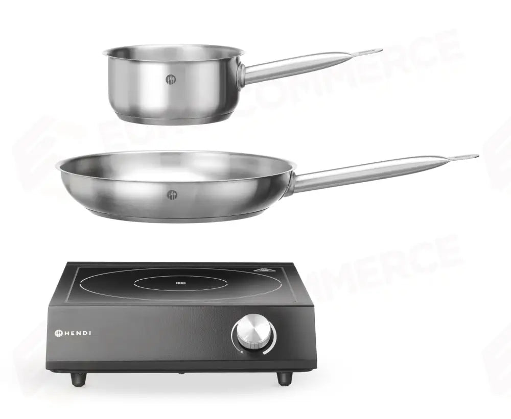 SET: INDUZIONE 3500W + PENTOLA + PADELLA HENDI NERO 220-240V/3500W 320X395X(H)95MM - 239889