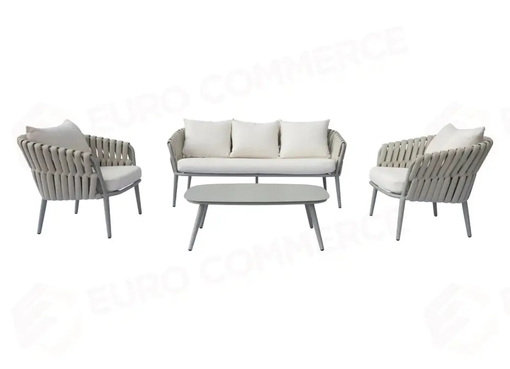 SET MARBELLA IN ALLUMINIO - CORDA BEIGE - CRETA