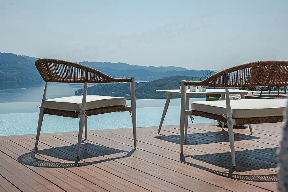 SET MILANO IN ALLUMINIO - WICKER PAGLIA - BIANCO