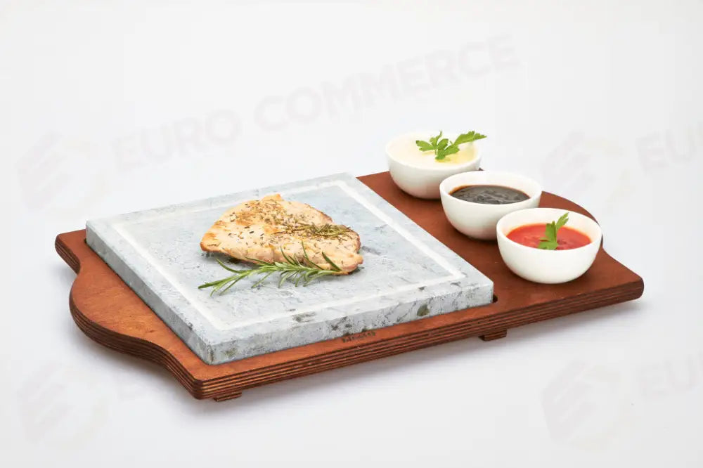 SET PIETRA OLLARE QUADRATA CON SUPPORTO E CIOTOLE 25X25 CM 99051 BISETTI - 0400136 - MEDRI