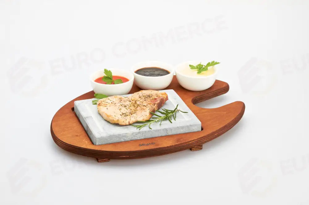 SET PIETRA OLLARE RETTANGOLARE CON SUPPORTO E CIOTOLE 16X20 CM 99050 BISETTI - 0400124 - MEDRI
