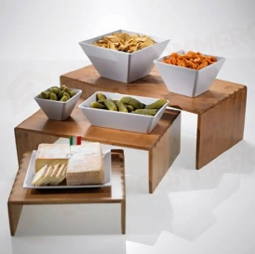 SET TRE SUPPORTI NATURALE - 60/45/30X30X20/15/10 CM - S0097 - LEONE - ESPOSITORI BUFFET IN BAMBOO
