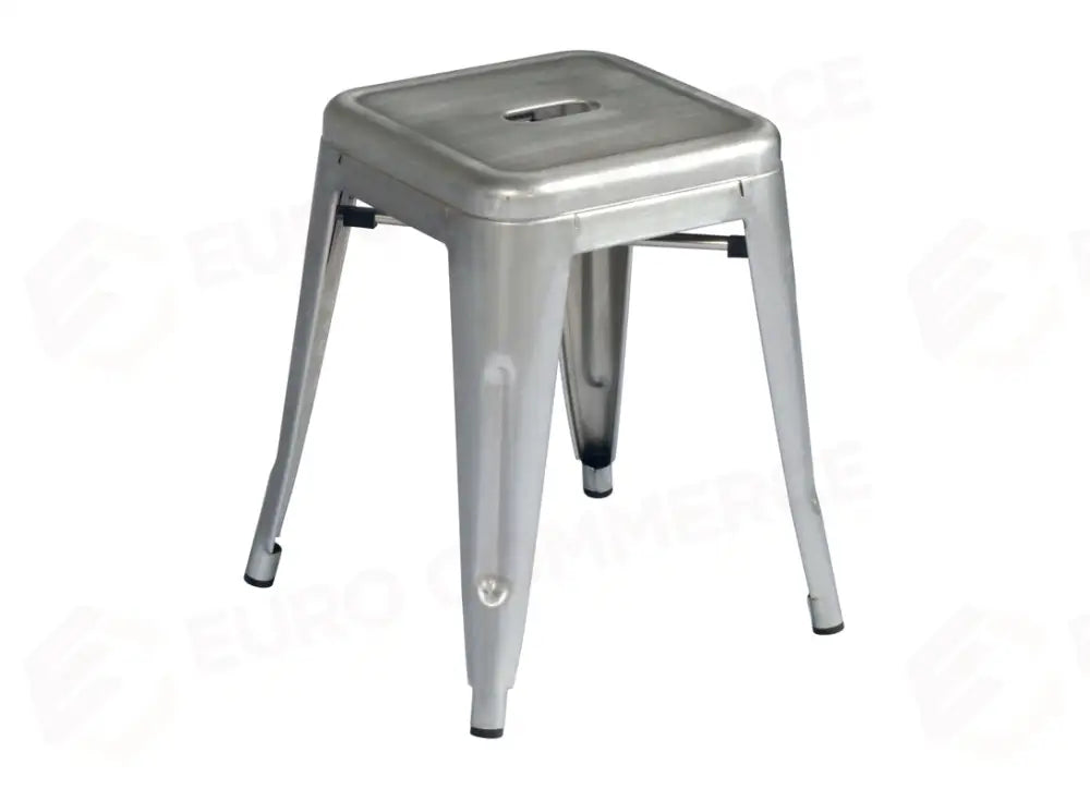 SGABELLO BASSO IN LAMIERA - SILVER - IMPILABILE