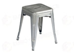 SGABELLO BASSO IN LAMIERA - SILVER - IMPILABILE