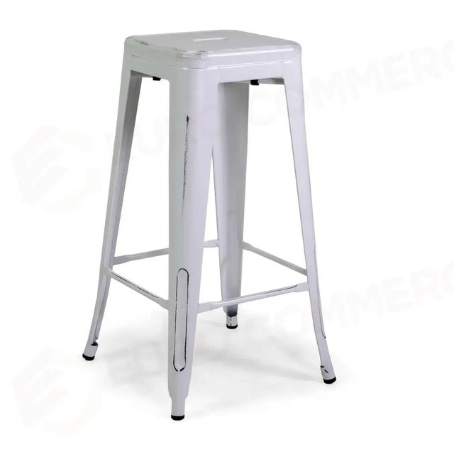 Tabouret en fer BRISTOL blanc antique 42 x 42 x 76 cm - 8041940000 - VACCHETTI 