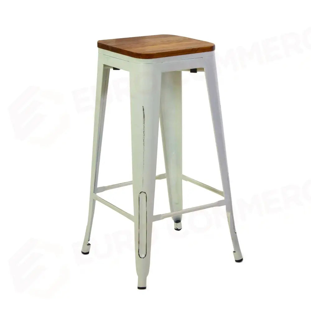 SGABELLO FERRO NEW BRISTOL BIANCO ANTICO SEDUTA LEGNO CM42X42H76 - 8041920000 - VACCHETTI