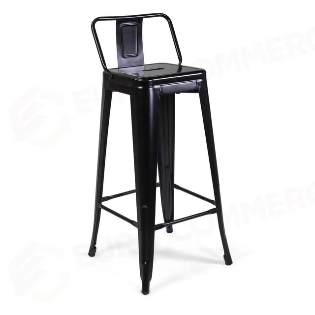 Tabouret neuf en fer noir Bristol avec dossier CM42X42H77/95,5 - 8042950000 - VACCHETTI 