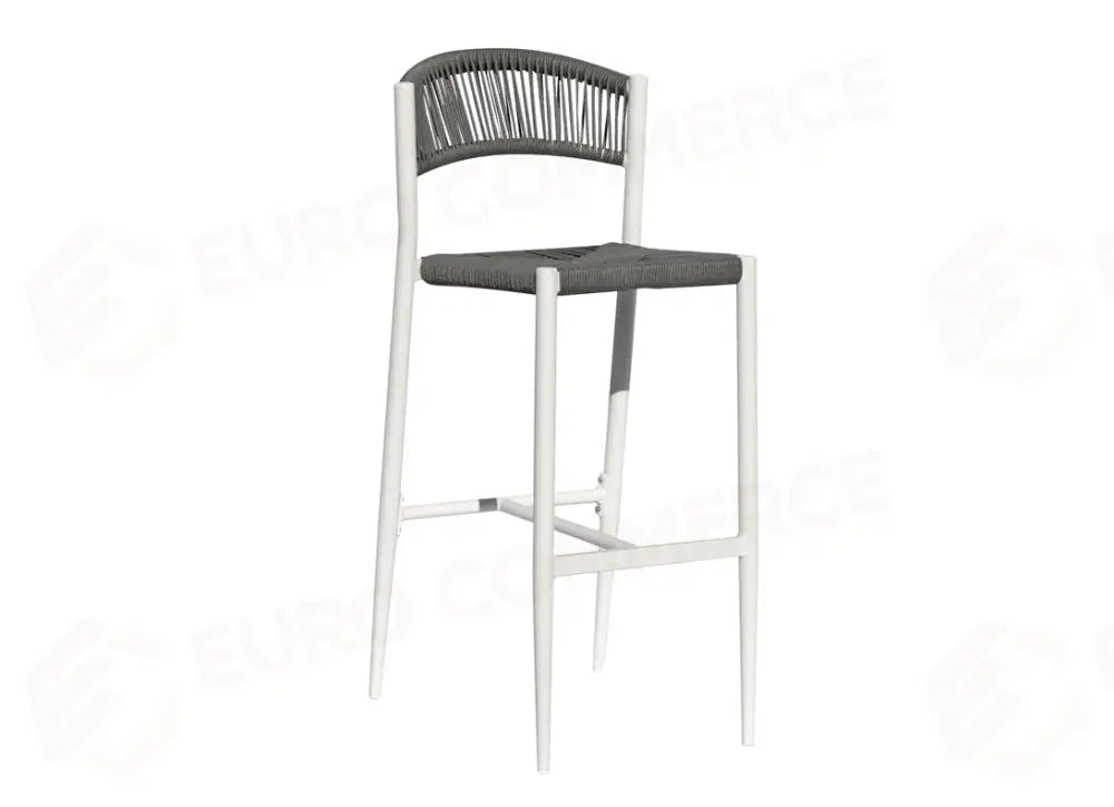 SGABELLO MILANO IN ALLUMINIO - WICKER GRIGIO - BIANCO