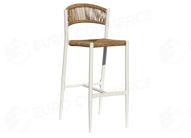 SGABELLO MILANO IN ALLUMINIO - WICKER PAGLIA - BIANCO BS69BP - GREENWOOD