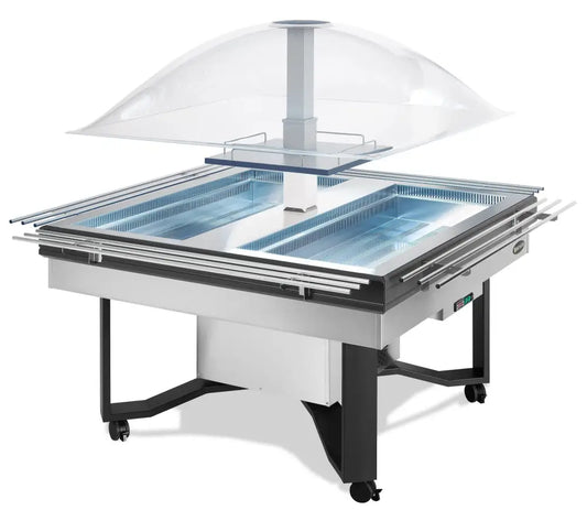 SISTEMA DI BUFFET ELEGANTI E RAFFINATI - CUPOLA INOX CON MENSOLE - SCAIOLA