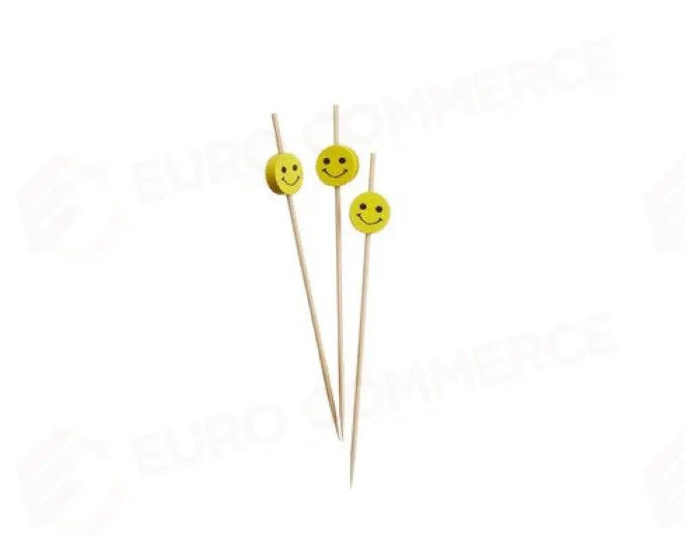 SPIEDI IN BAMBOO SMILE GIALLO - CM. 12 - S2007 - LEONE - STUZZICADENTI E SPIEDI