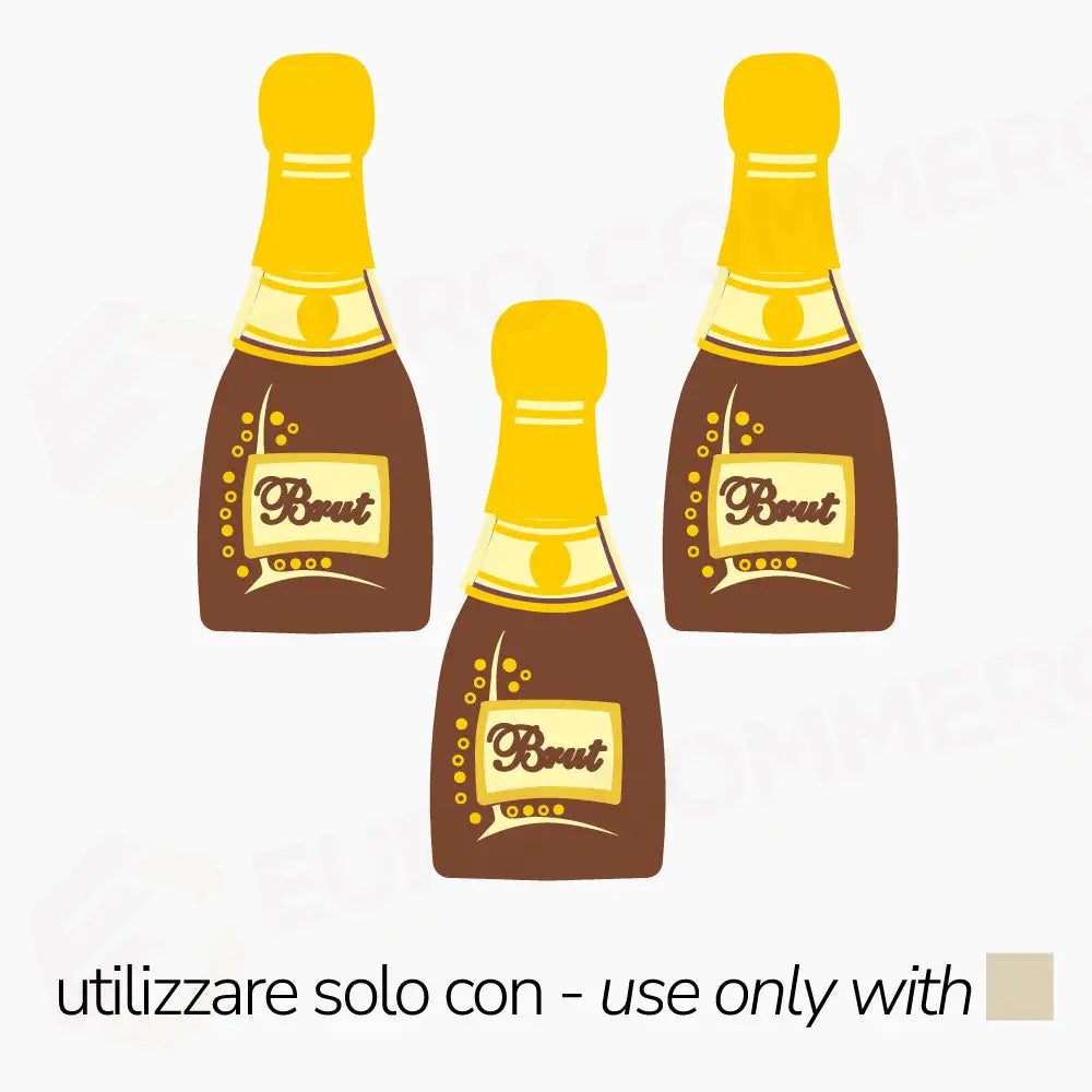 STAMPI TERMOFORMATI SERIGRAFATI - 1 SOGGETTO NATALIZIO SPUMANTE BRUT - CONF. 10 FOGLI CON 400 IMPRONTE H 68 MM