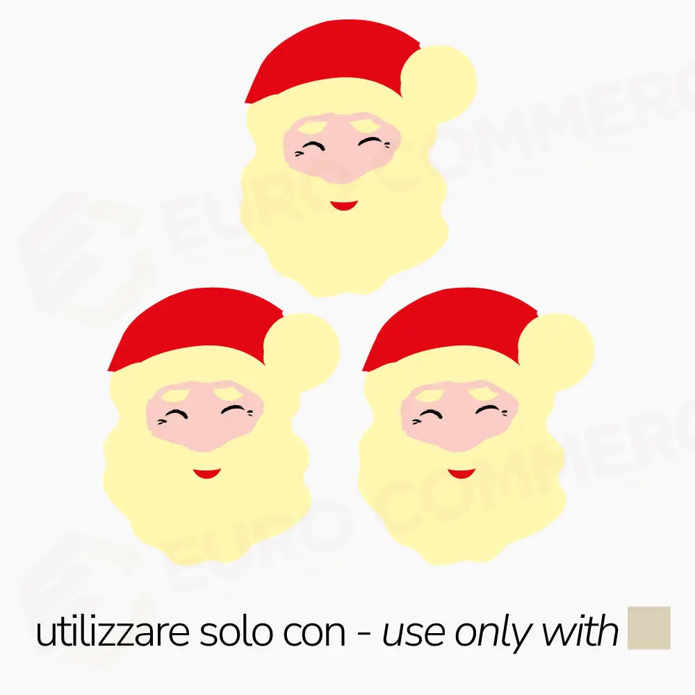 STAMPI TERMOFORMATI SERIGRAFATI - 1 SOGGETTO NATALIZIO VISO BABBO NATALE - CONF. 10 FOGLI CON 360 IMPRONTE H 48 MM