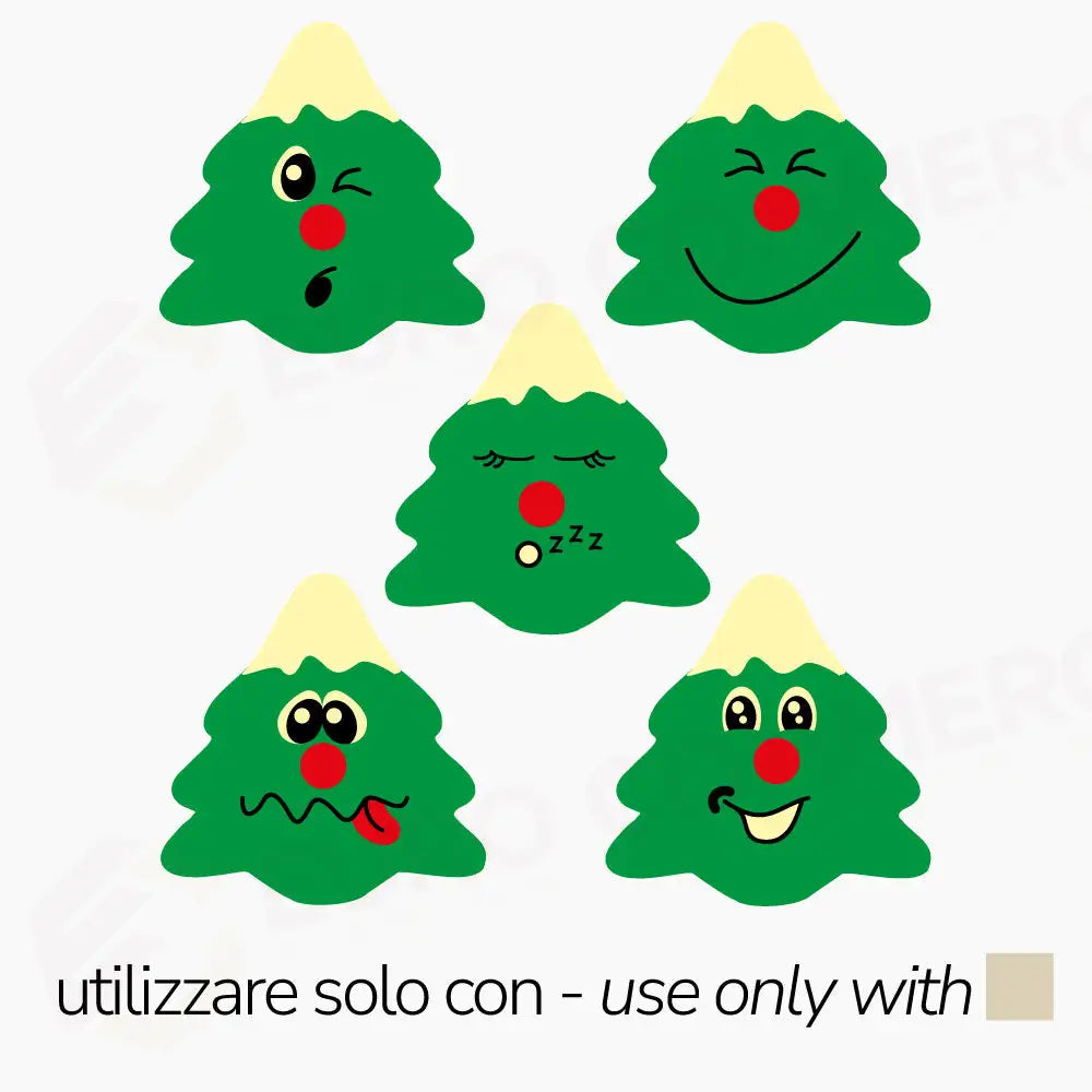 STAMPI TERMOFORMATI SERIGRAFATI - 5 SOGGETTI NATALIZI ALBERELLI - CONF. 10 FOGLI CON 350 IMPRONTE H 4 - T1012SB
