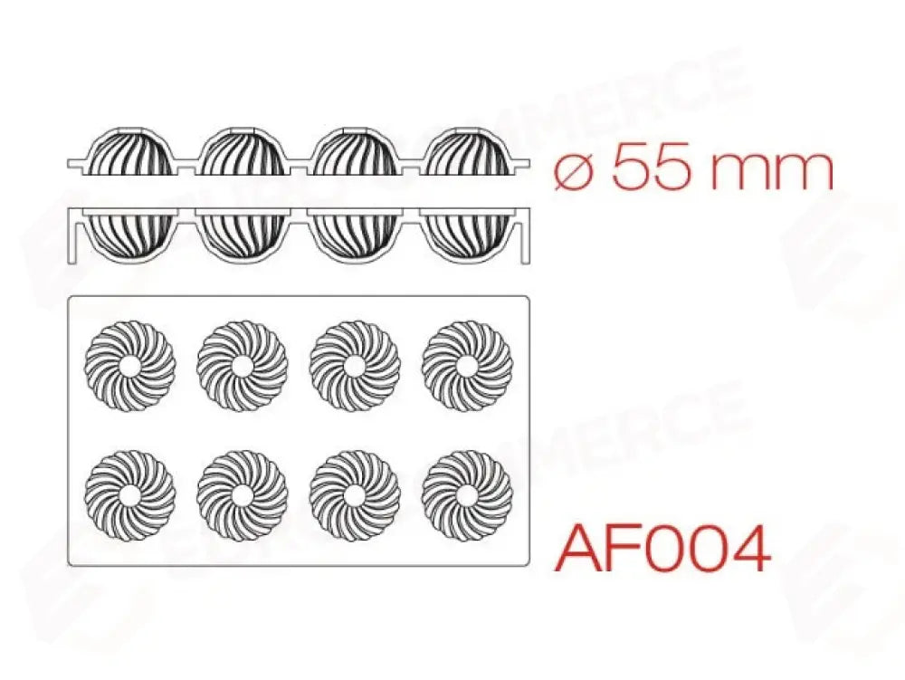 STAMPO IN SILICONE 300 X 175 MM - 8 IMPRONTE SFERA Ø 55 MM - AF004 - PAVONI ITALIA