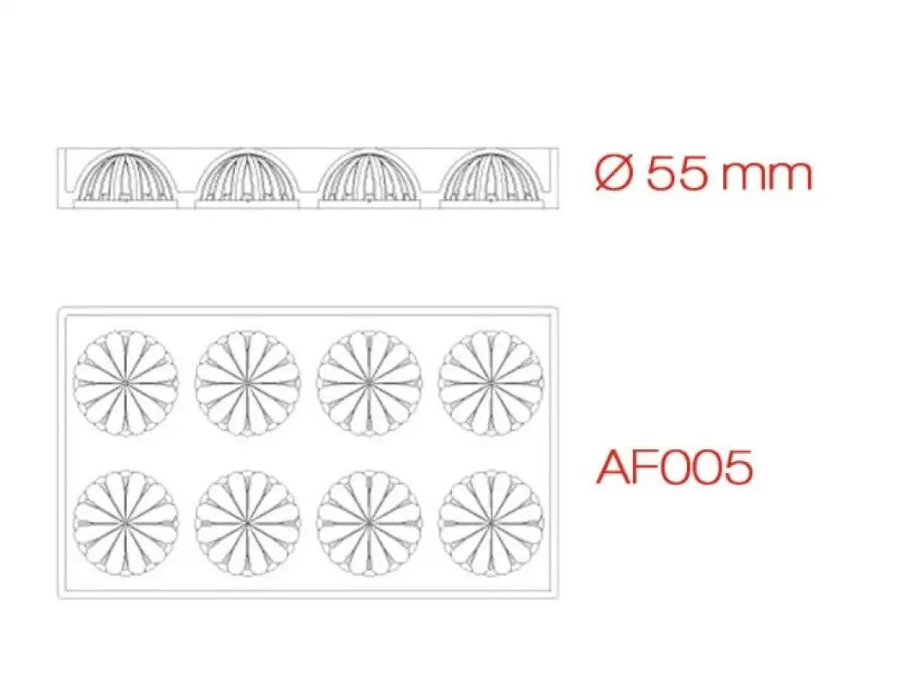 STAMPO IN SILICONE 300 X 175 MM - 8 IMPRONTE SFERA Ø 55 MM - AF005 - PAVONI ITALIA