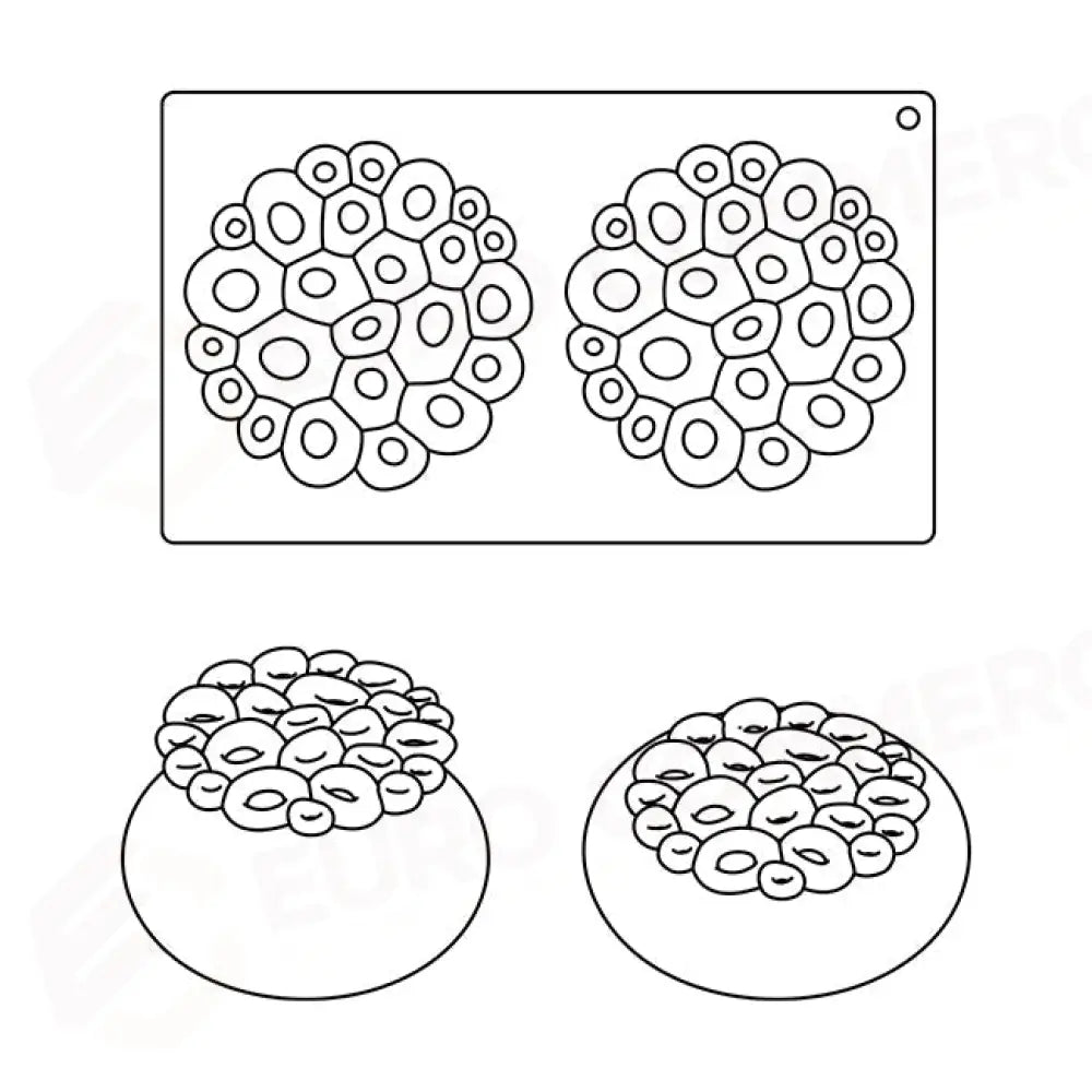 STAMPO IN SILICONE TOP CORAL 300 X 175 MM 2 IMPRONTE Ø 135 X H 15 MM - VOL.90 ML + PACK - TOP09S - PAVONI ITALIA