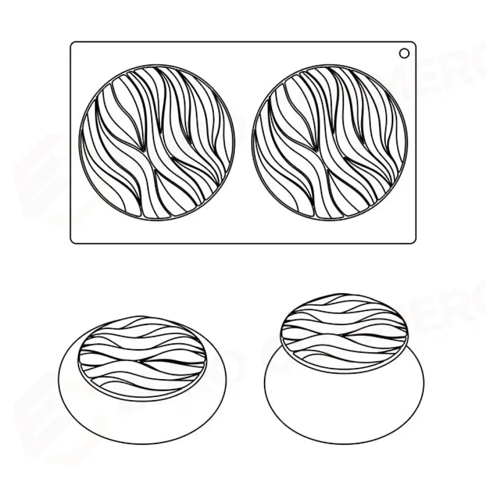 STAMPO IN SILICONE TOP RIVER 300 X 175 MM 2 IMPRONTE Ø 135 X H 15 MM - VOL.110 ML + PACK - TOP08S - PAVONI ITALIA