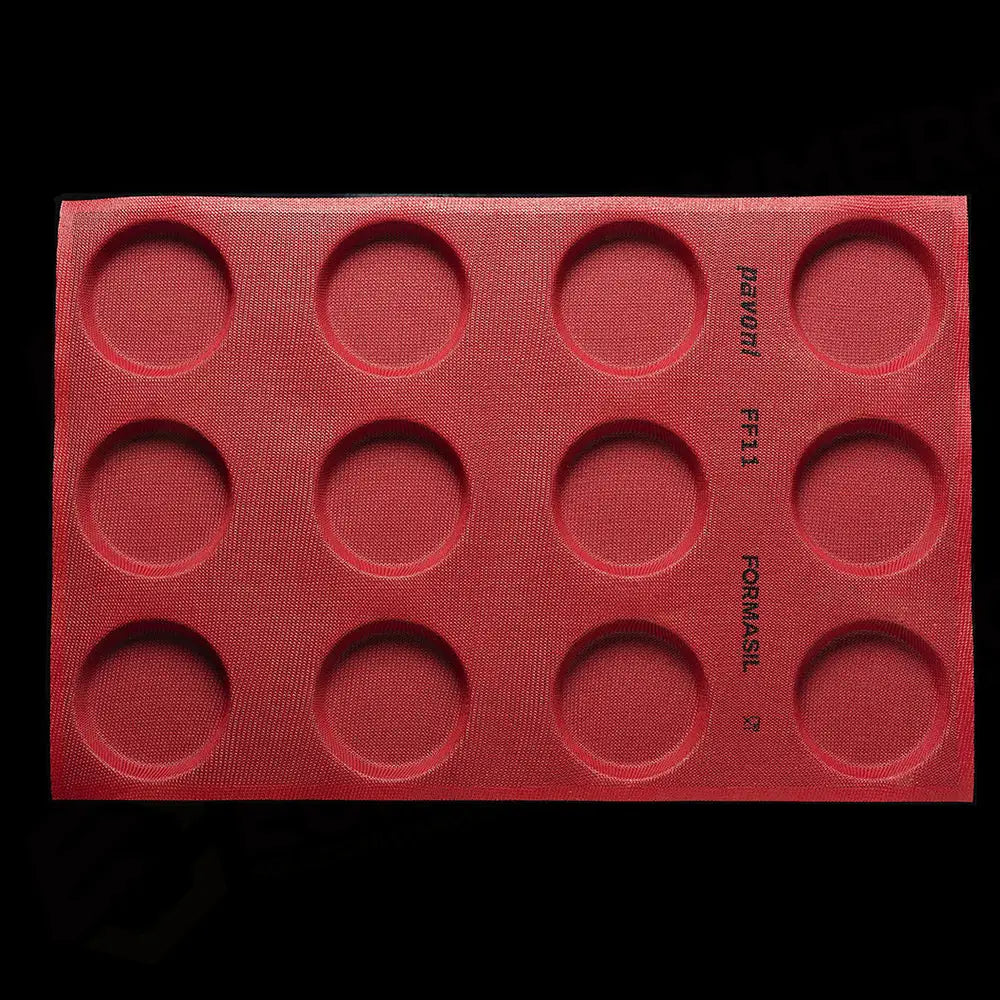 STAMPO MICROFORATO FORMASIL 600 X 400 MM FORME TONDE - 12 IMPRONTE Ø SUP. 100 MM Ø INF. 90 MM X H 20 MM VOL. 140 ML