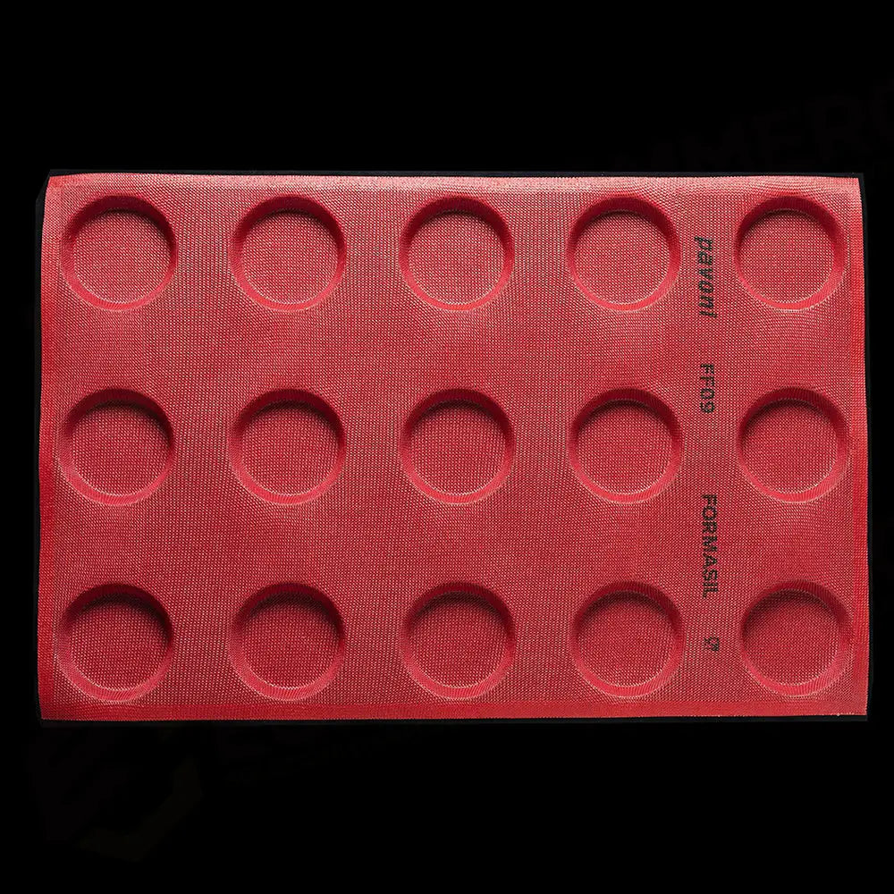 STAMPO MICROFORATO FORMASIL 600 X 400 MM FORME TONDE - 15 IMPRONTE Ø SUP. 80 MM Ø INF. 70 MM X H 20 MM VOL. 88 ML