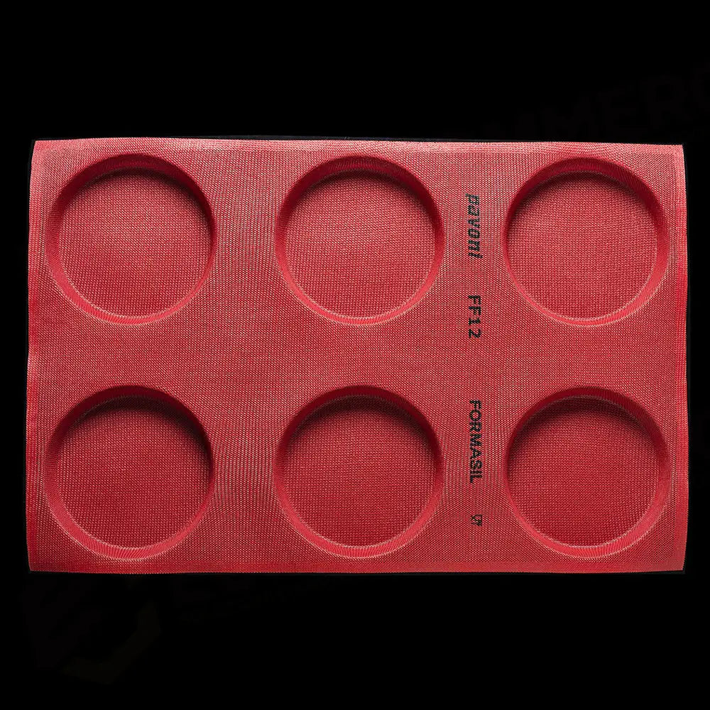 STAMPO MICROFORATO FORMASIL 600 X 400 MM FORME TONDE - 6 IMPRONTE Ø SUP. 150 MM Ø INF. 140 MM X H 30 MM VOL. 495 ML