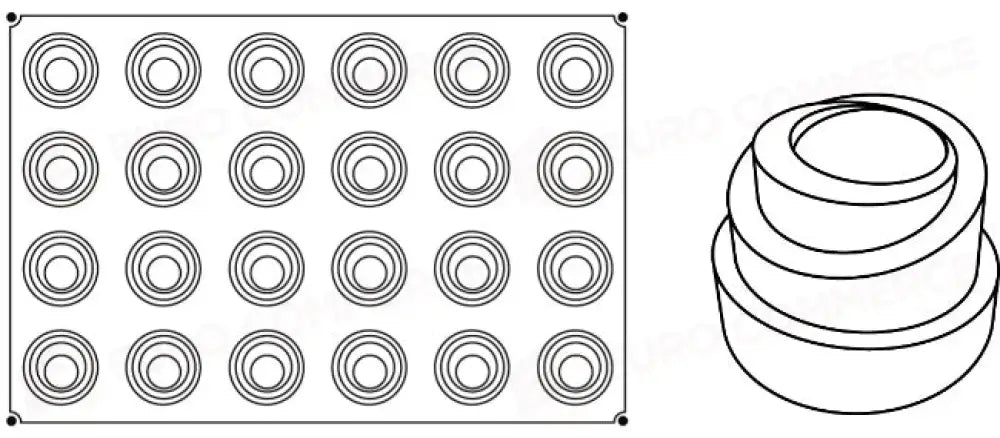 STAMPO PAVOFLEX IN SILICONE BABELE 600 X 400 MM - 24 IMPRONTE Ø 68 X H 50 MM - VOL.130 ML - PX010 - PAVONI ITALIA