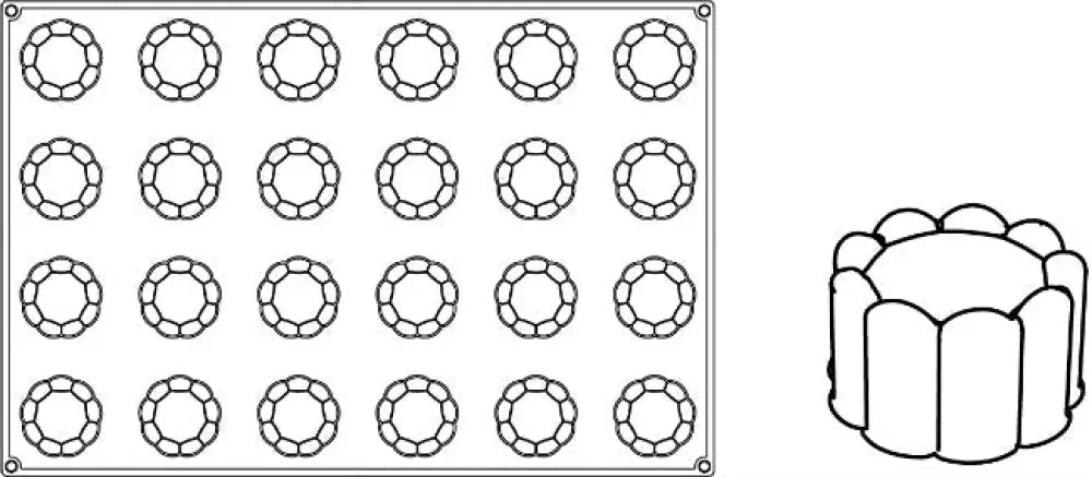 STAMPO PAVOFLEX IN SILICONE CHARLOTTE 600 X 400 MM - 24 IMPRONTE Ø 65 X H 38 MM - VOL.105 ML - PX051 - PAVONI ITALIA