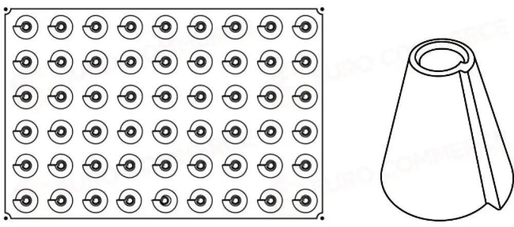 STAMPO PAVOFLEX IN SILICONE CONO 600 X 400 MM - 54 IMPRONTE Ø 40 X H 43 MM - VOL.30 ML - PX022 - PAVONI ITALIA