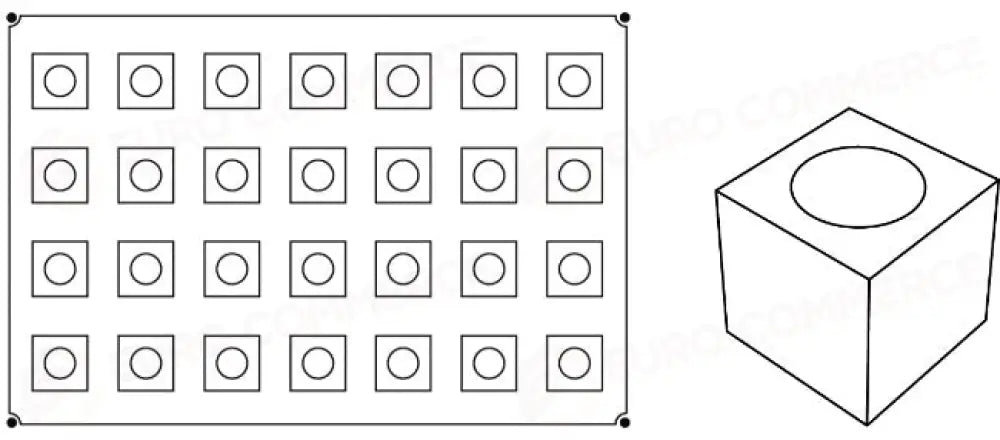 STAMPO PAVOFLEX IN SILICONE CUBO 600 X 400 MM - 28 IMPRONTE 50 X 50 X H 50 MM - VOL.115 ML - PX007 - PAVONI ITALIA