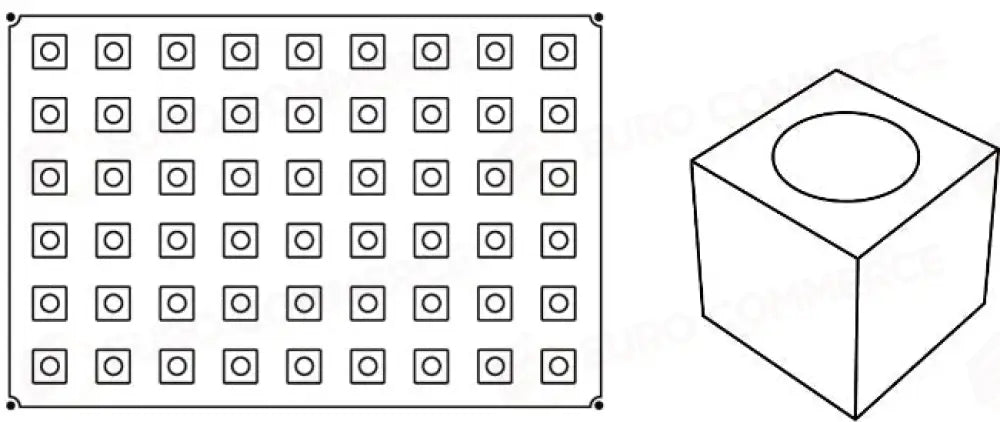 STAMPO PAVOFLEX IN SILICONE CUBO MIGNON 600 X 400 MM - 54 IMPRONTE 30 X 30 X H 30 MM - VOL.25 - PX012 - PAVONI ITALIA