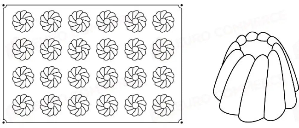 STAMPO PAVOFLEX IN SILICONE FANTASIA 600 X 400 MM - 24 IMPRONTE Ø 75 X H 48 MM - VOL.120 ML - PX018 - PAVONI ITALIA